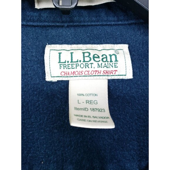 L.L. Bean Mens Large Blue Chamois Button-Up Shirt Regular Long Sleeve - Picture 6 of 8